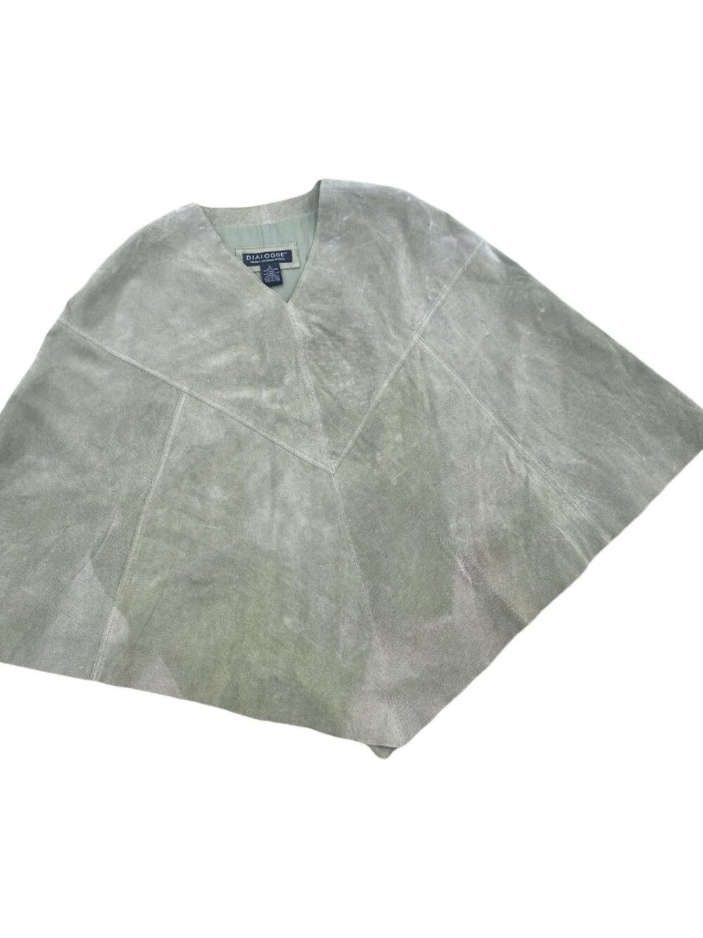 Dialogue Sage Green Suede Leather Poncho Womens Size Large Cape
